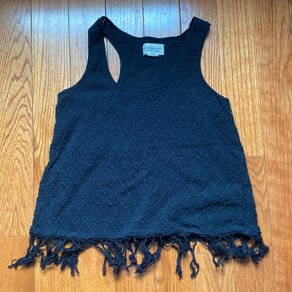 Women’s crochet black tank top. Ralph Lauren. Size small.